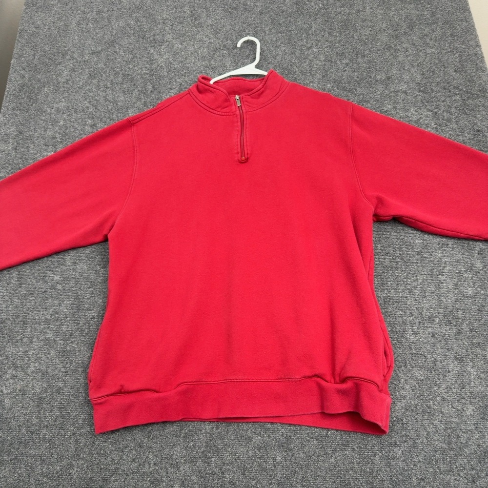 L.L. Bean Sweatshirt Mens XL Tall Red Cotton Polyester Quarter Zip Casual